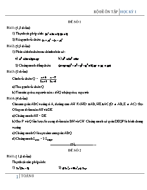 Bộ đề ôn tập học kỳ I môn Toán học 8
